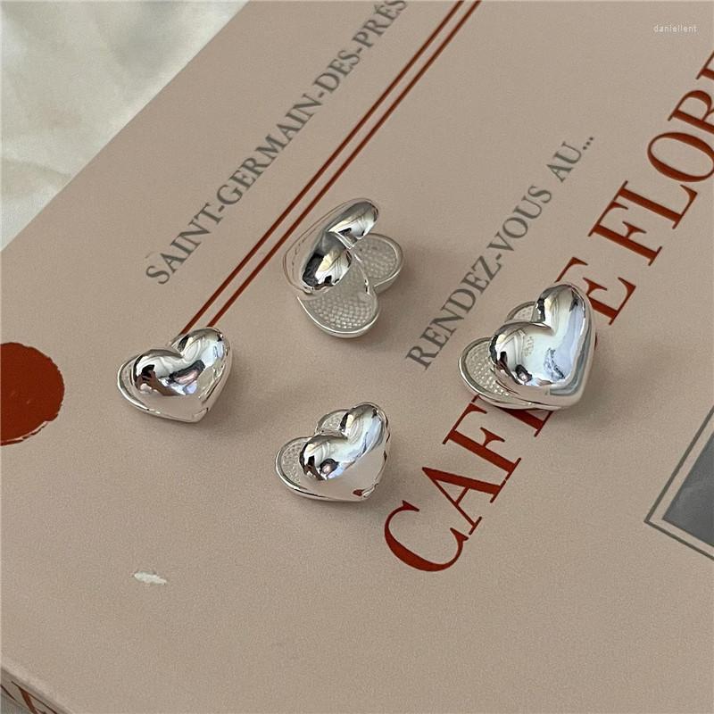 

Backs Earrings Real 925 Sterling Silver French Style Glossy Love Heart Clip On Retro Jewelry For Women Hypoallergenic Earring