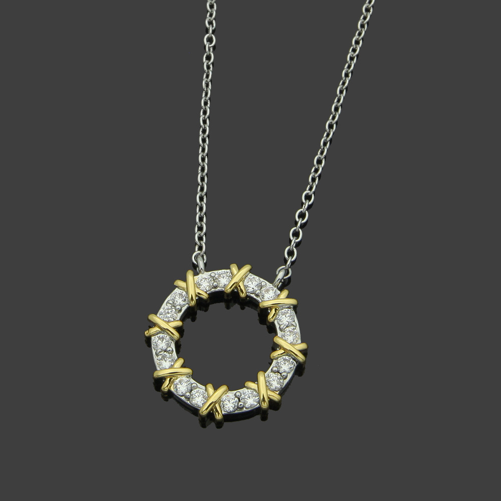 

luxury Designer Women Diamonds Silver Pendant Necklace Earrings Rings Jewelry Sets Pseudo Gold Material For Girl Wedding Engagement New Fashion Style