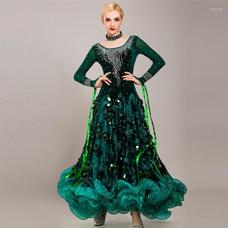 

Stage Wear Ballroom Dance Competition Dress For Dancing Viennese Waltz Ball Fringe Girls Costume, Blue