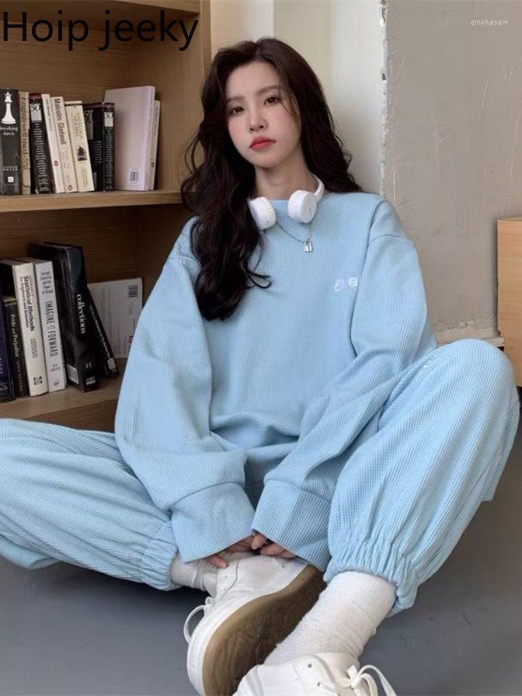 

Gym Clothing Hoip Jeeky Autumn Sets Women Outfits Pure All-match Loose 2 Piece Set Lady Hoodies Spring Sports Elastic Waist Pullover, Blue suit