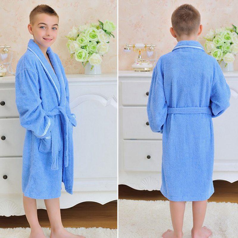 

Men's Sleepwear Winter Flannel Bathrobe For Boys And Girls Thick Cotton Bear Bathrobes Kids Baby Dressing Gowns Children 4-12T, Blue