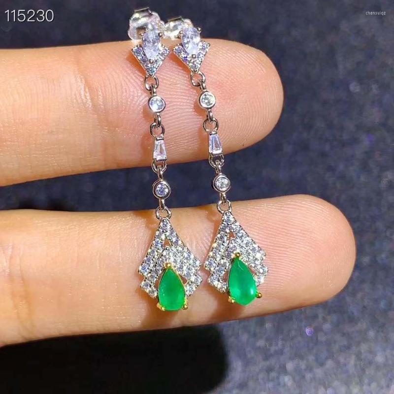 

Dangle Earrings Natural Emerald Earring Fashionable Gem Quality 925 Silver 3x5mm