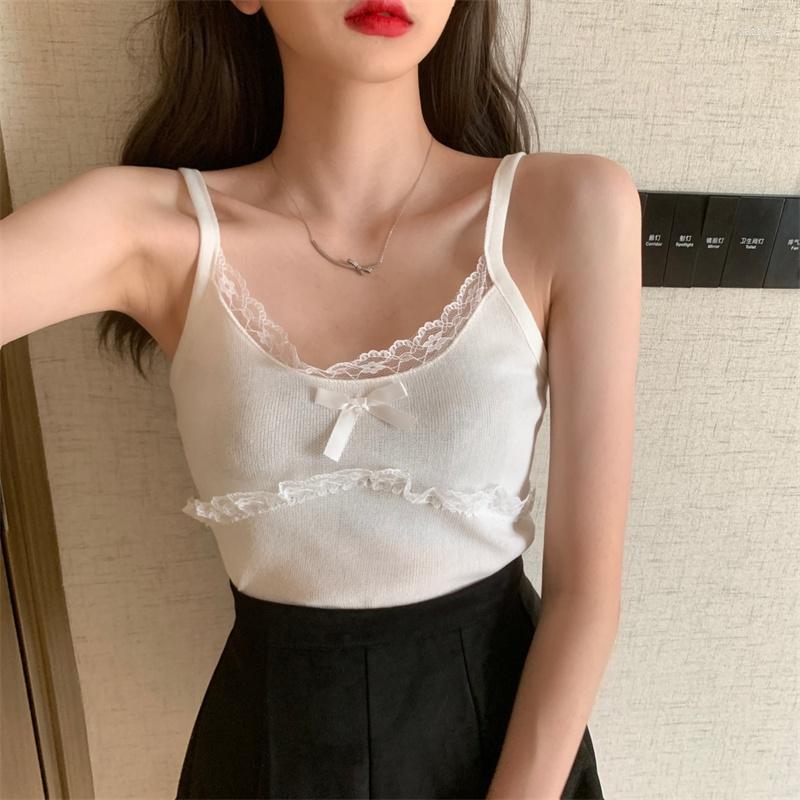 

Women's Tanks 2022 Fashion Women Crop Top Sexy Sleeveless Lace Up Slim Streetwear Female Summer Cute Blusas R028, Black