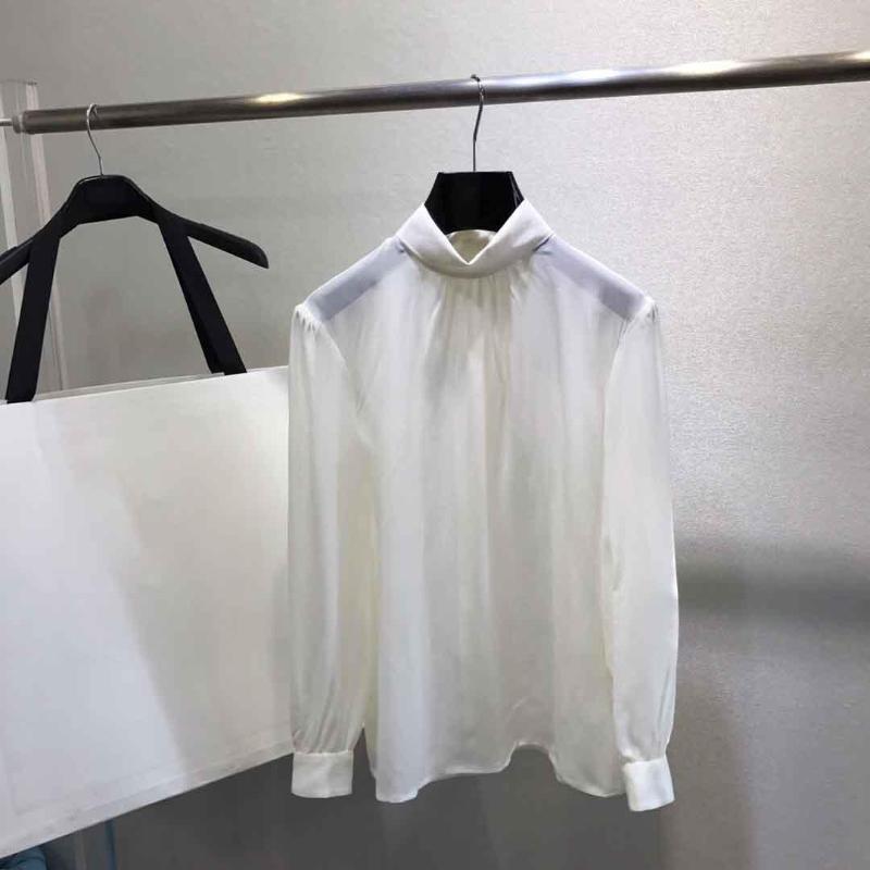 

Women' Blouses Silk Shirt Solid Color Lantern Sleeve Design Versatile Fashion Temperament Summer 2022 0813, White