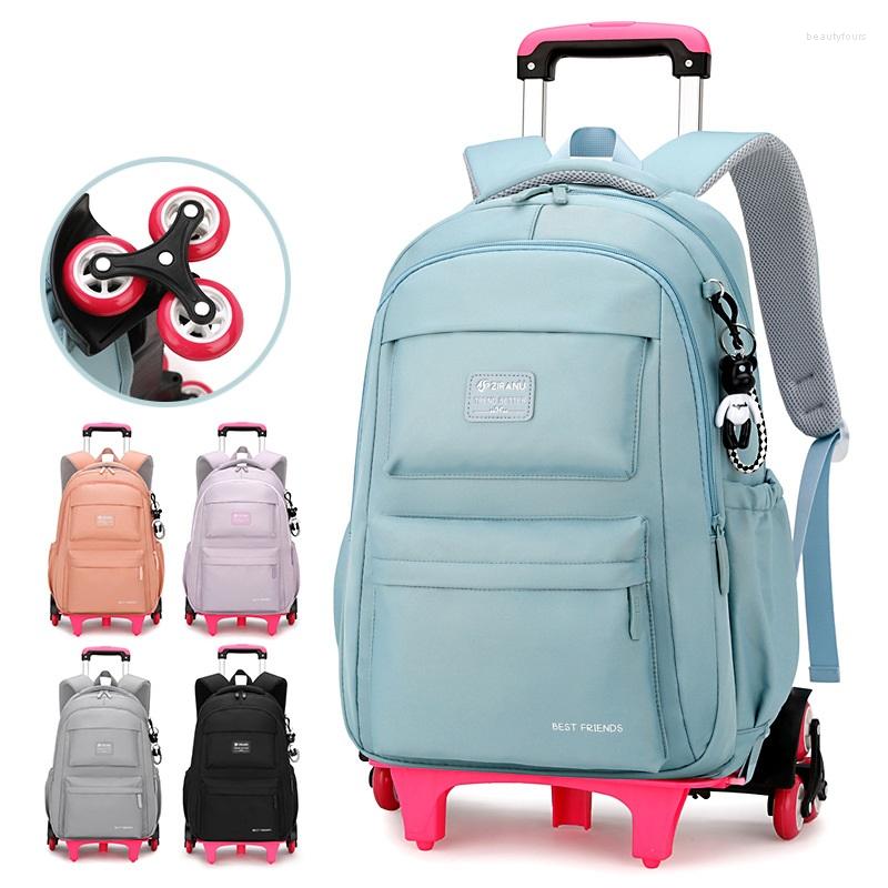 

School Bags For Girls Mochilas Para Estudiantes Rolling Backpack Women Kids' Luggage Cartable Scolaire Fille Wheeled Back Pack, 2 wheels