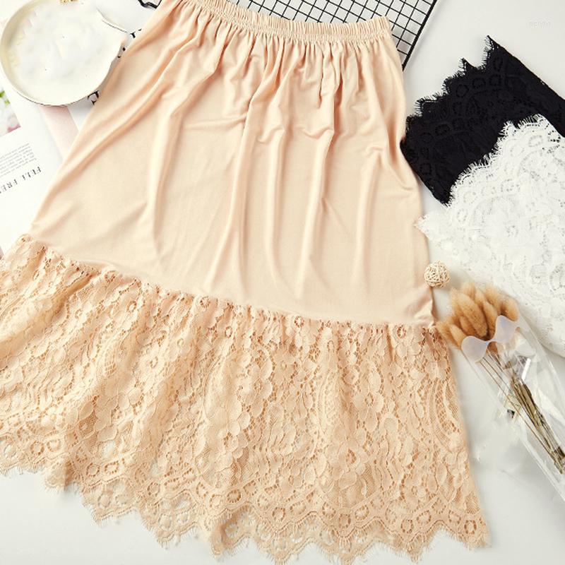 

Skirts 2022 Fashion Sweet Elwgant Lace Patchwork Women Elegant Sexy Hollow Out Solid Mesh High Waist Skirt, White