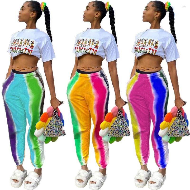 

Women' Pants Tie Dye Print Sweatpants High Waist Joggers Trousers Women Elastic Summer Slim Female Running Clothes Streetwear, Blue