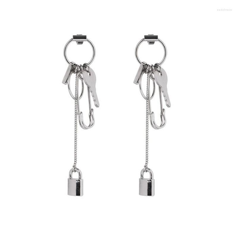 

Stud Earrings 6 Pair /lot Fashion Jewelry Metal Safety Pin Lock Key