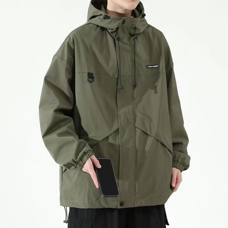 

Men's Jacket spring autumn and winter trendy large hooded thick, Black