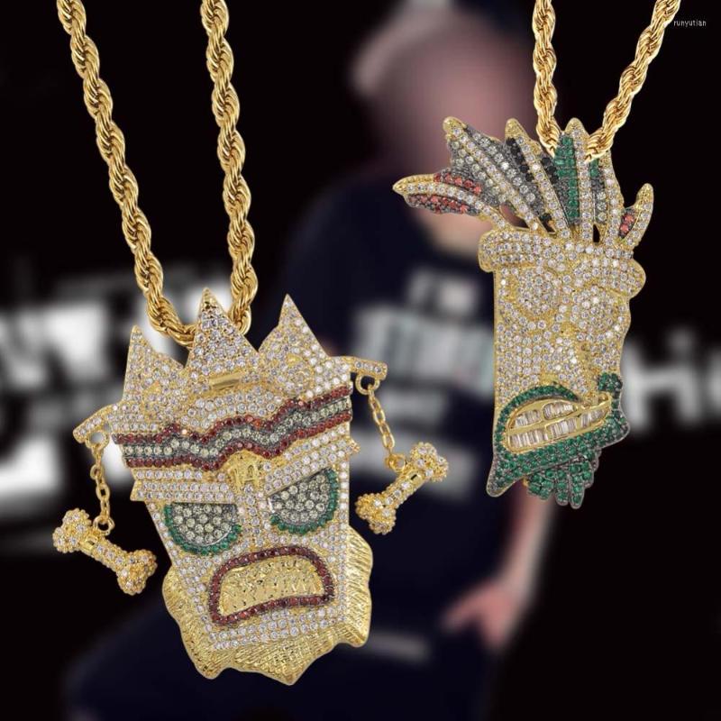 

Pendant Necklaces Gucy Hip Hop Mask Necklace Iced Out Micro Pave CZ Stones Pendants & For Men Women
