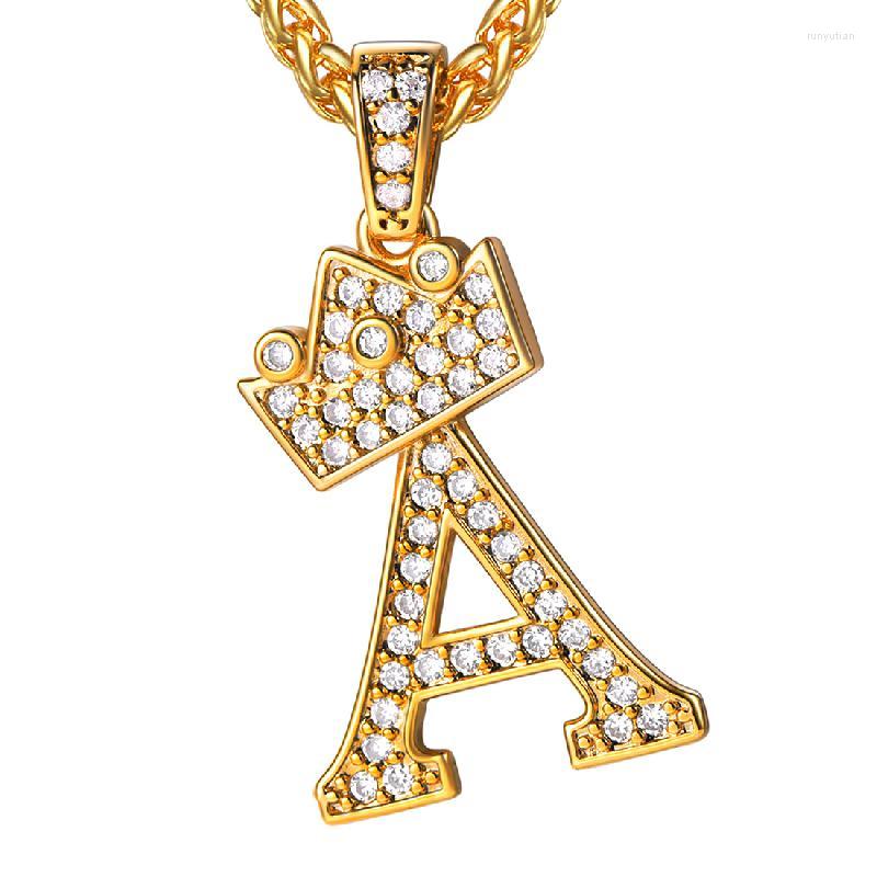 

Pendant Necklaces A-Z Crown Initials Necklace For Men Women 18K Gold-plated Shiny Cubic Zircon Custom 1-6 Letter Name Jewelry
