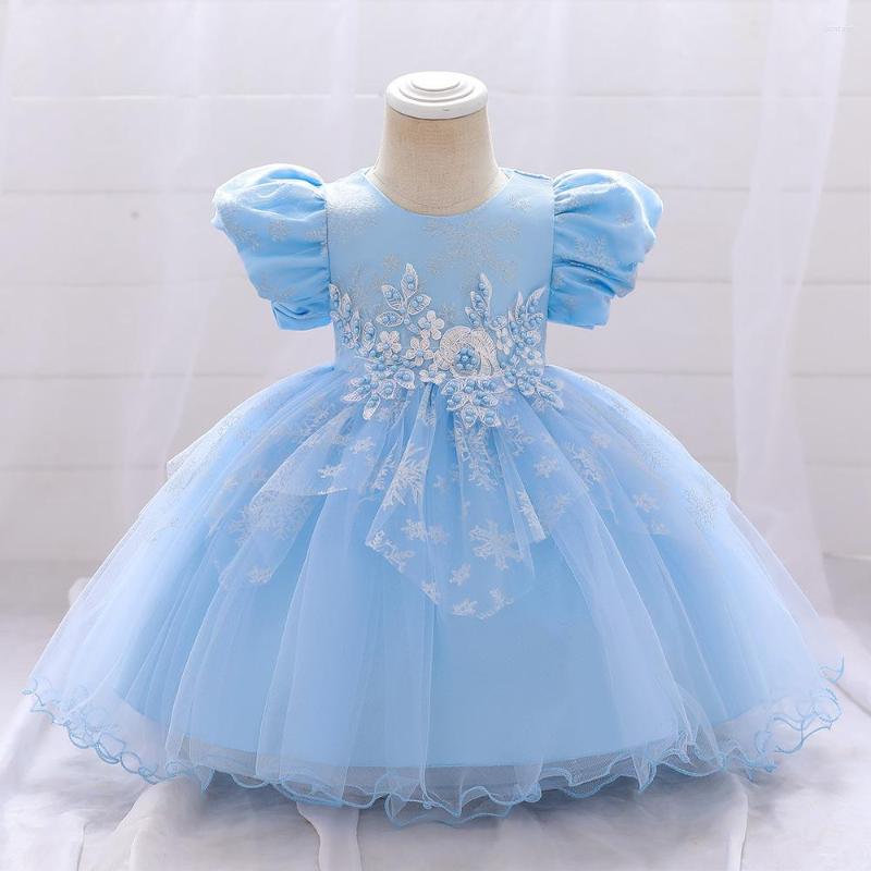 

Girl Dresses Sky Blue Flower For Wedding Short Sleeves Ball Gowns Elegant Party Dress Kids 1-5 Years, L2028xz-red