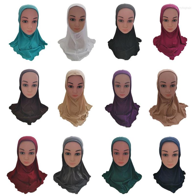 

Ethnic Clothing Muslim Girls Kids Hijab Islamic Scarf Shawls No Decoration Soft And Stretch Material For Fits 2-7 Years Old Children