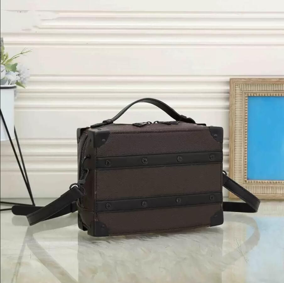 

2022 Classic HANDLE Mini Soft Trunk Bag Canvas Leather Women Handbag Purse Crossbody Petite Malle Shoulder Bag Magnetic Hasp Box Bags Clutch, #1