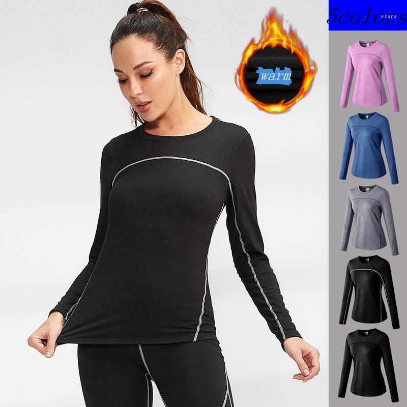 

Active Shirts Winter Thermal Running T-ShirtsLong Sleeve Women Yoga Skinny Sport Tops Workout Gym Sportswear Sweatshirts, Purple