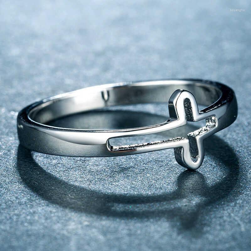 

Wedding Rings Party 925 Silver Size Women/men Jewelry Fashion 6-10 Cross