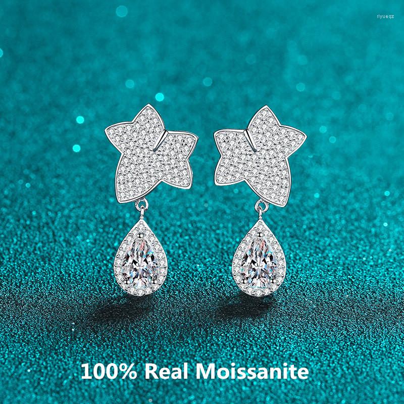 

Dangle Earrings 2CT Water Drop Moissanite D Color VVS Platinum Plated 925 Sterling Silver Women Girls Jewelry