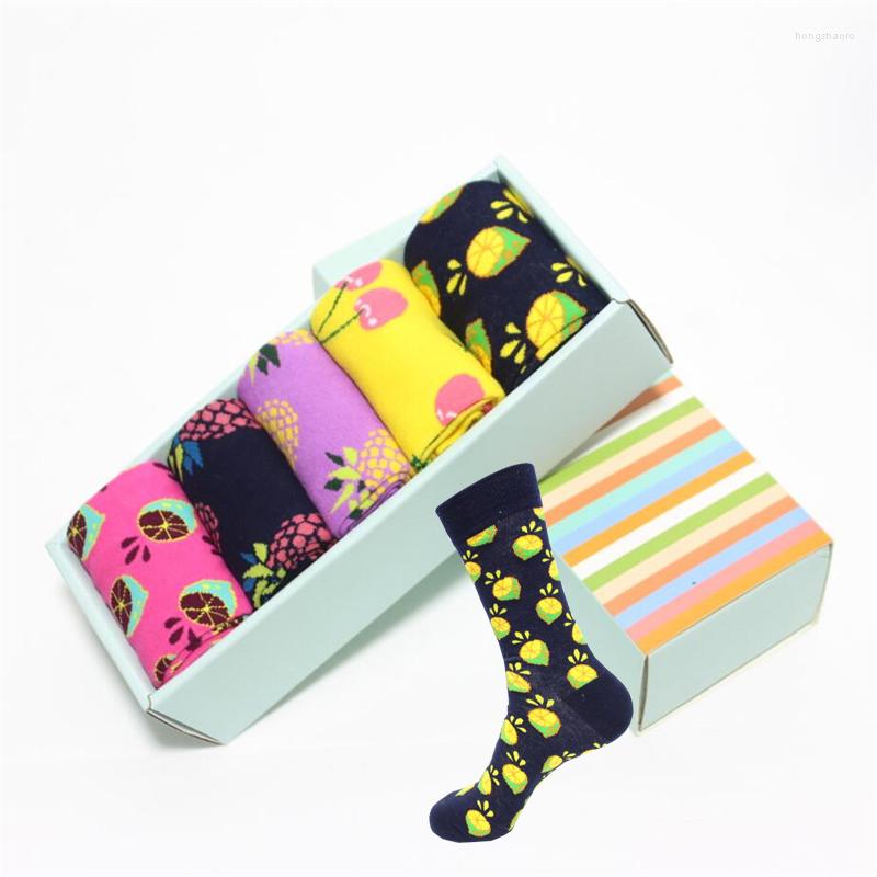 

Men's Socks High Quality Men Funny Gift Box 5 Pairs/lot Fashion Cotton And Male Long Happy, Multi