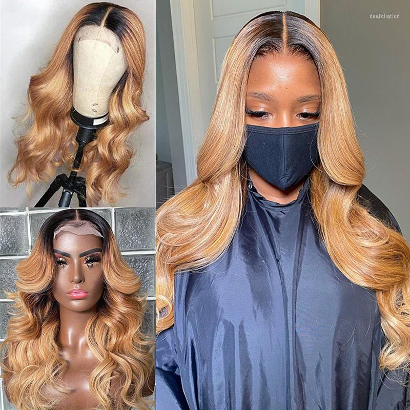

Ombre 1b 27 Honey Blonde Body Wave 13x4 Lace Frontal Wig Human Hair Wigs Pre Plucked Bleached Knots Brazilian Remy, 13x4 lace wig