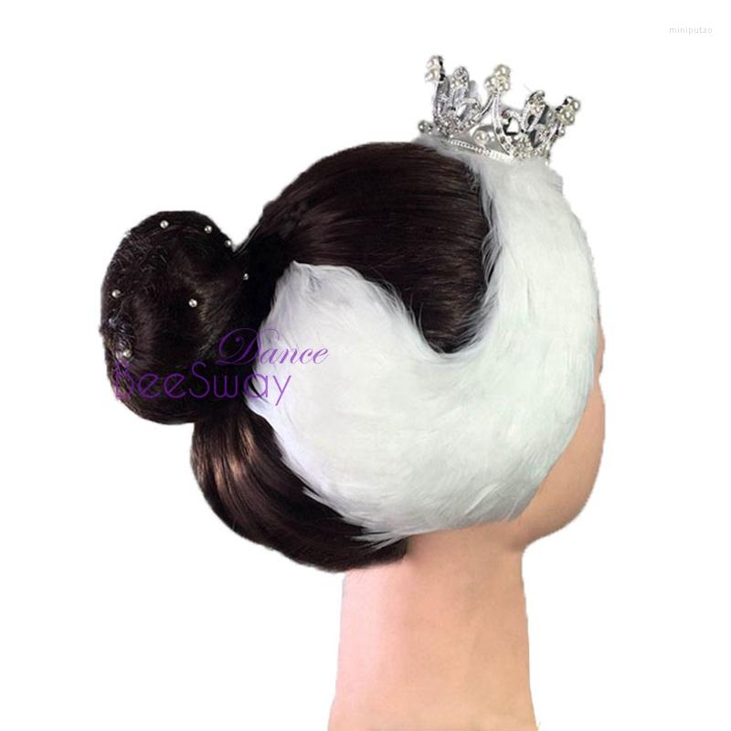 

Stage Wear White Swan Lake Ballet Feather Headwear Black Tiaras Dancer Performance Dance, White short feathers