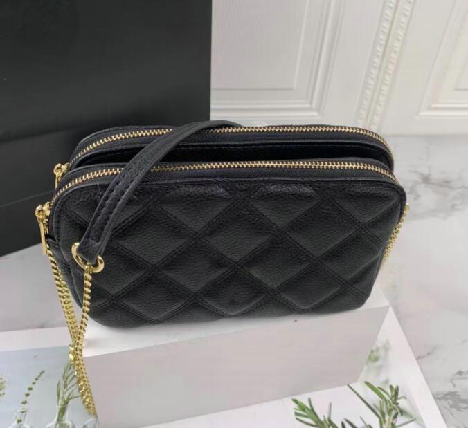 

Woman Designer double layer Diamond Lattice Shoulder Bag Luxury Fashion Crossbody bags gold Chain Leather Portable Cross Bags tote handbags, White