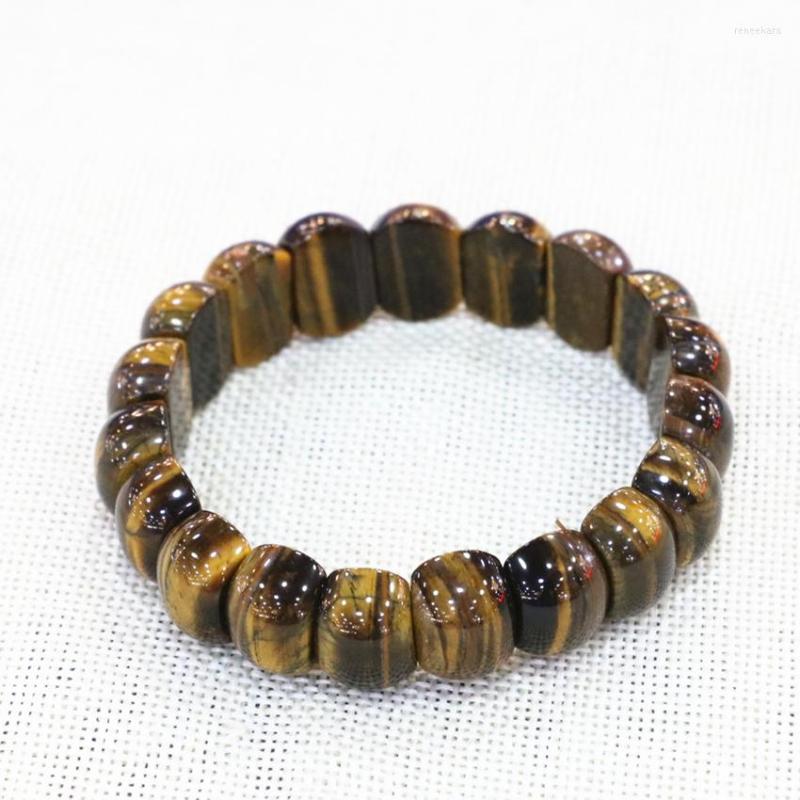 

Strand Women's Natural Tiger Eyes Stone Yellow Geometry Beads 11x15mm Manual Bracelets & Bangles Men Diy Jewelry 7.5inch B3274