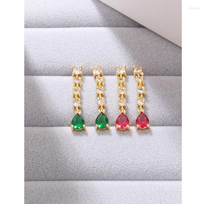 

Dangle Earrings Water Droplet -shaped For Women Fashion Green Copper Inlaid Elegant Pendientes Mujer Rhinestone Boucles D'oreilles