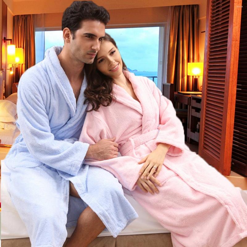 

Men's Sleepwear Winter Bathrobe Men Luxury Women Long Plus Size Thick Warm Flannel Towel Fleece Kimono Dressing Gown Male Bath Robe, Blue