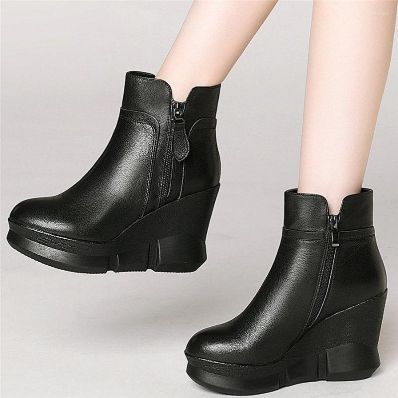 

Dress Shoes Chunky Platform Oxfords Women Cow Leather Wedges High Heel Pumps Female Lace Up Round Toe Fashion Sneakers Casual, Beige 2