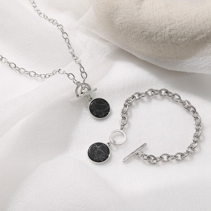 

Link Bracelets ZOVOLI Minimalist Casual Chain For Women Round Marble Pendants Hiphop Female Fashion Jewelry Bracelet 2022 Trendy
