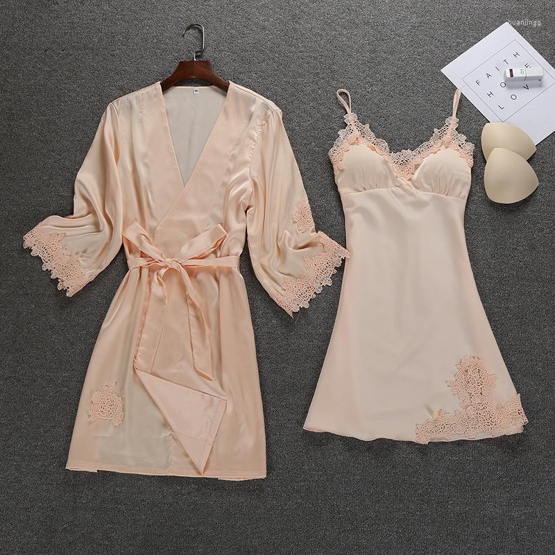 

Women's Sleepwear 2022 Summer Night Robe Sexy Womens 2PC Strap Top Suit Sets Casual Pajamas Home Wear Nightwear Kimono Bath Gown, Black