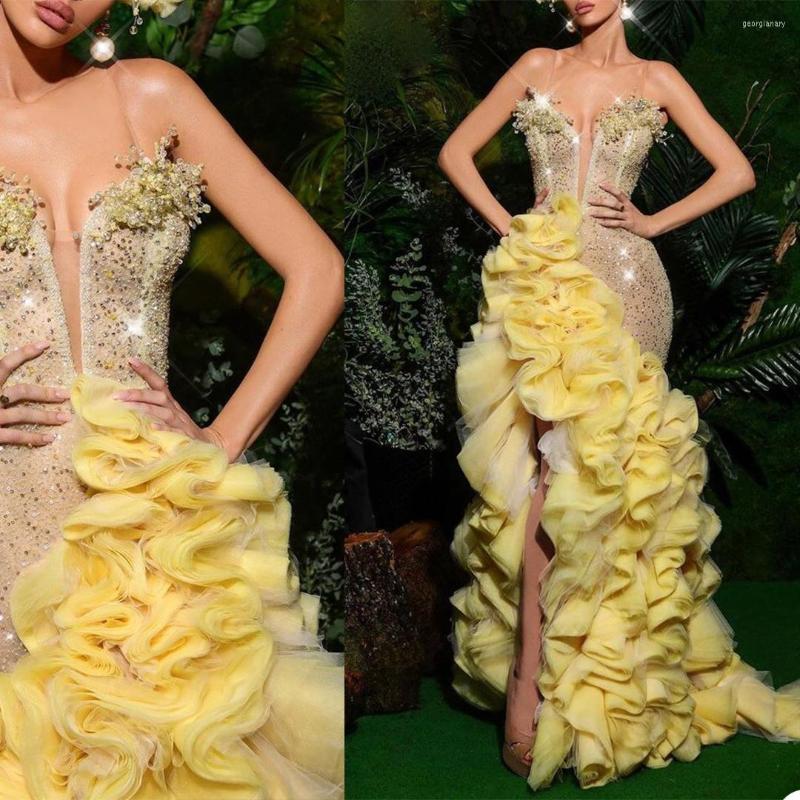 

Party Dresses Beaded Yellow Evening Deep V Neck Appliques Strapless A Line Prom Dress Slim Fit Special Occasion, Black