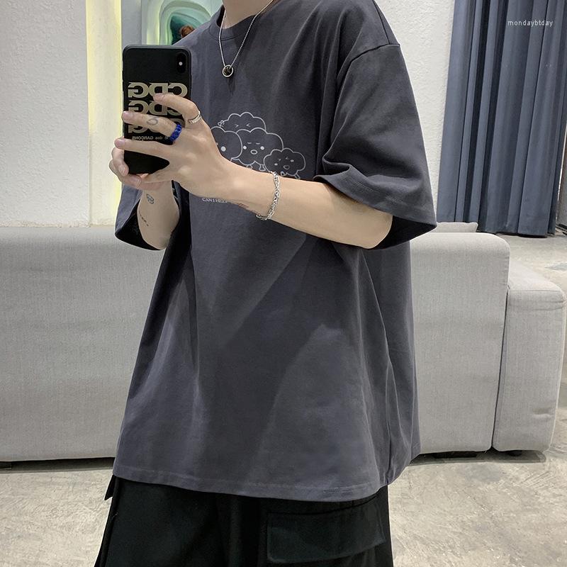 

Men's T Shirts Cartoon Printed Short-sleeved T-shirt Tide Brand Ins Summer Loose Large Size Hong Kong Style Clothes Trend Wild, Whirt