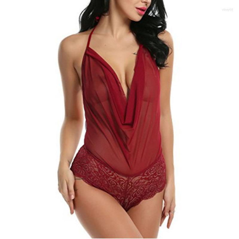 

Women' Sleepwear Top Fashion Women' Bodysuit Lace Sexy Lingerie European And American, Black