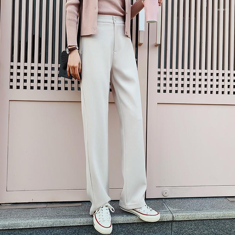 

Women's Pants Casual Korean Women Solid Female Straight Full Length Trousers Mujer Vintage Regular Button Pockets Pantalones, Hei