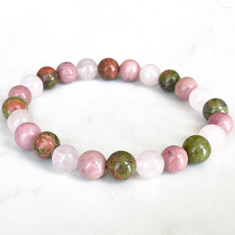 

Link Bracelets MG1713 Womens Scorpio Zodiac Bracelet 8 MM Rose Quartz Unakite Jasper Rhodonite Chakra Wrist Mala Natural Gemstone Jewelry