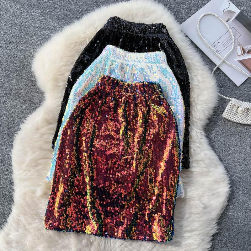 

Skirts Bead Work Sequined Skirt Women' Short Women Gold And Silver Mini
