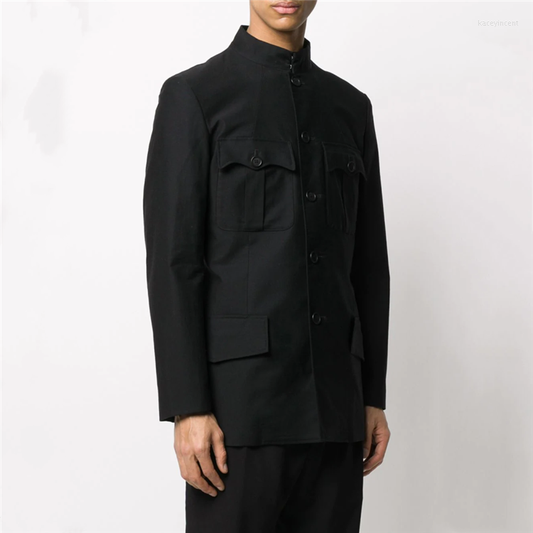 

Men' Suits Customized -5XL Fashionable Men' Loose Youth With Multi Pocket Decoration And Individual Patchwork Suit Coat, Black