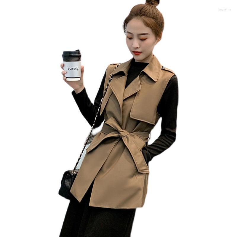 

Women's Vests Women's Trench Coat Vest 2022 Spring And Autumn Elegant Coats Slim Loose Waistcoat Female Wild Street Jacket Trend F059, Khaki