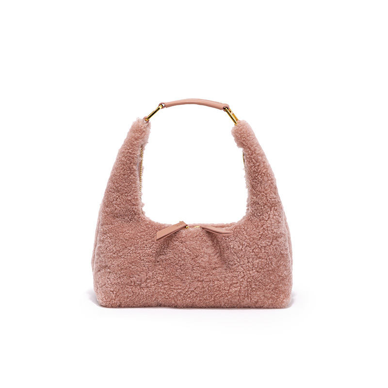 

Fashion shoulder bag crossbody designer Luxury handbag for women 2022 autumn and winter plush packet for a small niche lamb wool one 26cm, White