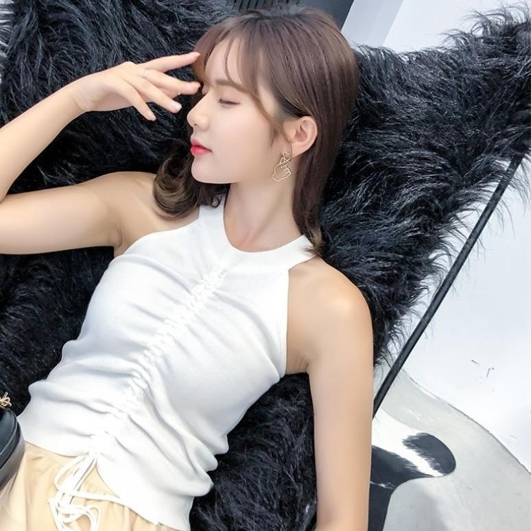 

Women's Tanks Tretchable Knit V Neck Crop Tops Summer Women Solid Tank Top Shirt For Female, Black