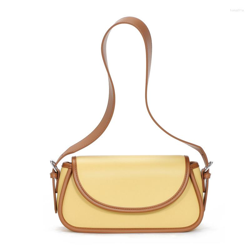 

Evening Bags Summer Genuine Leather Women Underarm Bag Female Panelled Shoulder Soft Handbag Ladies Crossbody 2022, Yellow