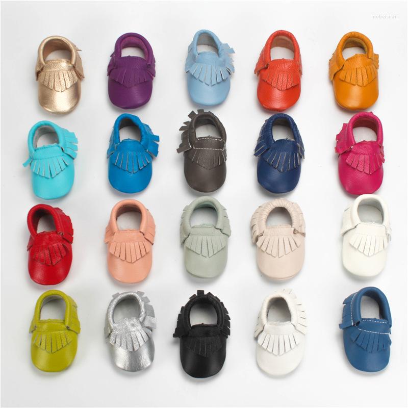 

First Walkers 19 Colors Genuine Leather Baby Shoes Girl Soft Boys Moccasins -18 Months, Model 1