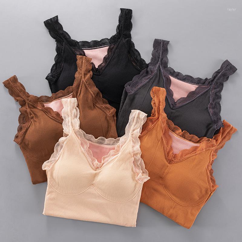 

Camisoles & Tanks Thermal Underwear Vest Thermo Lingerie Woman Winter Clothing Warm Top Inner Wear Shirt Undershirt Intimate Lace, Black