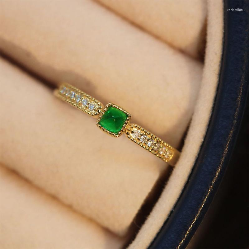 

Cluster Rings Original Design Silver Inlaid Square Emeralds For Women Light Luxury Glamour Court Style Wedding Engagement Jewelry