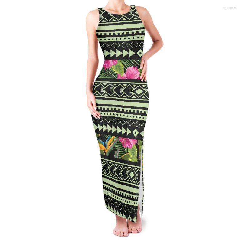 

Casual Dresses Polynesia Traditional Tribe Samoa Flower Print Sleeveless Sheath Dress O-Neck Ladies Sexy Vest Beach Split Large Size, Zsne1040x15