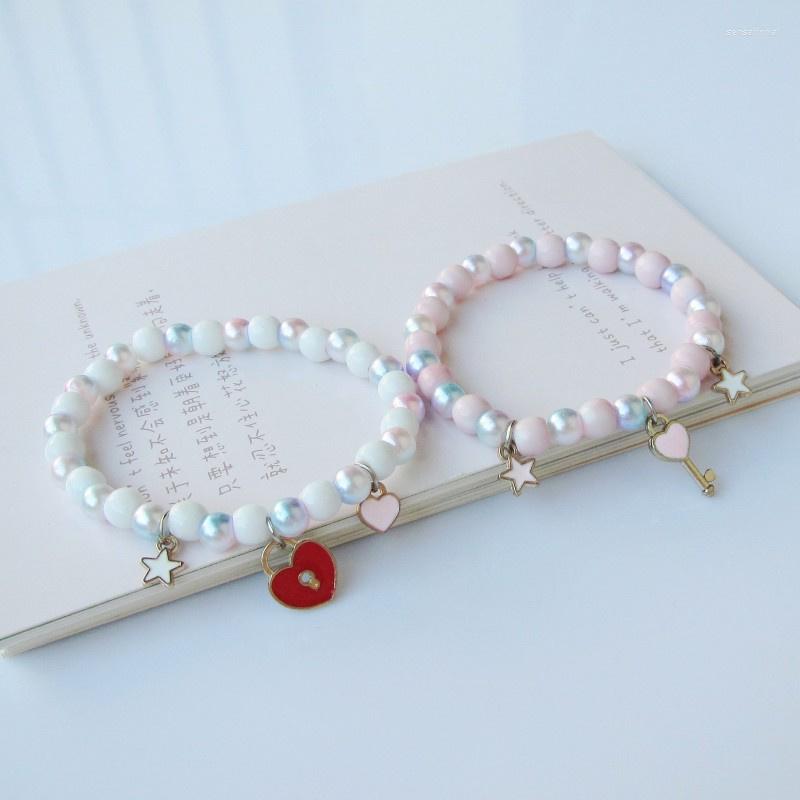 

Strand Bow Flower Heart Pendent Bracelet For Girls Round Popcorn Beads Friendship Children Fashion Jewelry Accessories