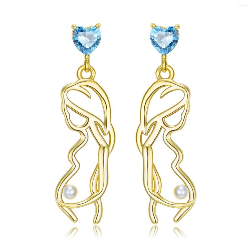 

Dangle Earrings STILLHOUSE 925 Sterling Silver Shiny Blue Heart Shaped Zircon Pregnant Mother Gifts Pearl Drop