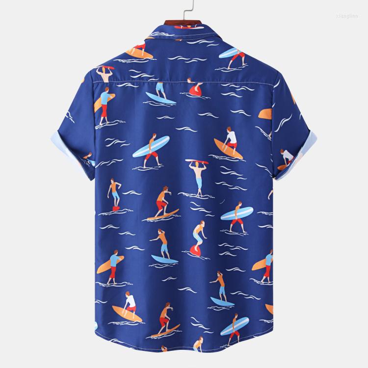 

Men's Casual Shirts Men's Shirt Summer Hawaiian Printed Loose Blouses Male Fashion Short Sleeve Beach Pattern Men Tops Clothing, Nfz056