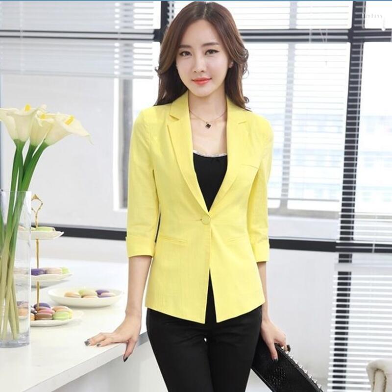 

Women's Suits S-4XL Suit Women's Coat 2022 Summer Blazer Female Business Wear Three-Quarter Sleeve Slim Lady Jacket, Fluorescent green